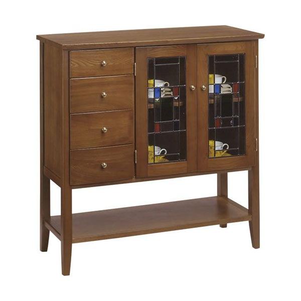 キャビネット サイドボード 戸棚 本棚 食器棚 オーロラ ステンドガラス 幅84cm かわいい 高さ85cm リビングボード カップボード 飾り棚 おしゃれ 引出物 棚 収納棚