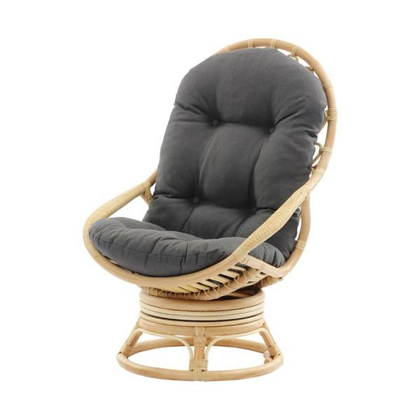卵型ナチュラルリラックス籐製回転ソファチェア 幅64cm 籐 回転いす チェア 椅子