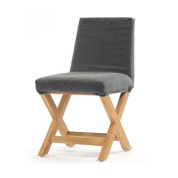 ダイニングチェア 並行輸入品 デスクチェア 木製 木製チェア チーク チェア エックス 椅子 クッション おしゃれ イス グレー いす