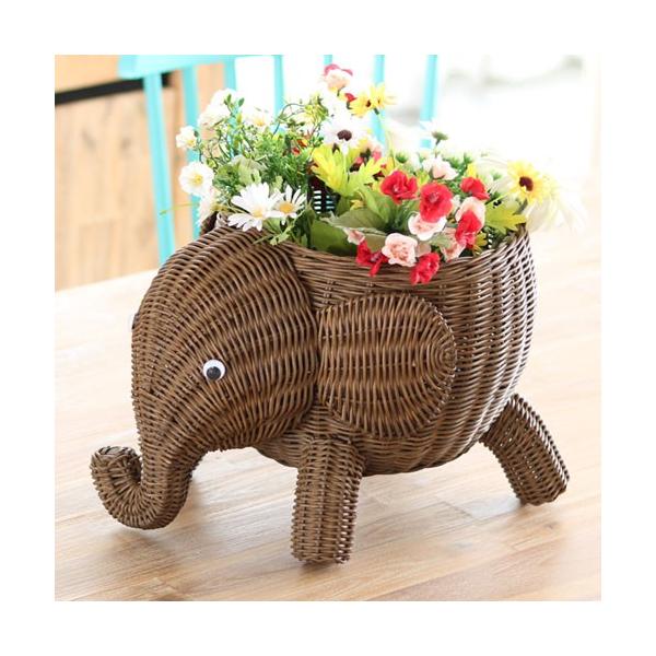 小物入れ かご バスケット アニマルバスケット 象 ゾウ ぞう Lサイズ アジアン雑貨 籐 オブジェ おしゃれ 置物 動物 バリ 収納 ラタン 今ダケ送料無料 かわいい