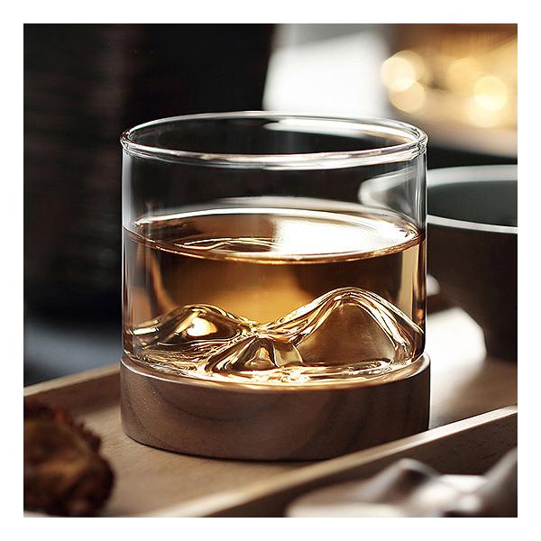 グラス ショットグラス 冷酒グラス 天然木 台座セット ホウケイ酸