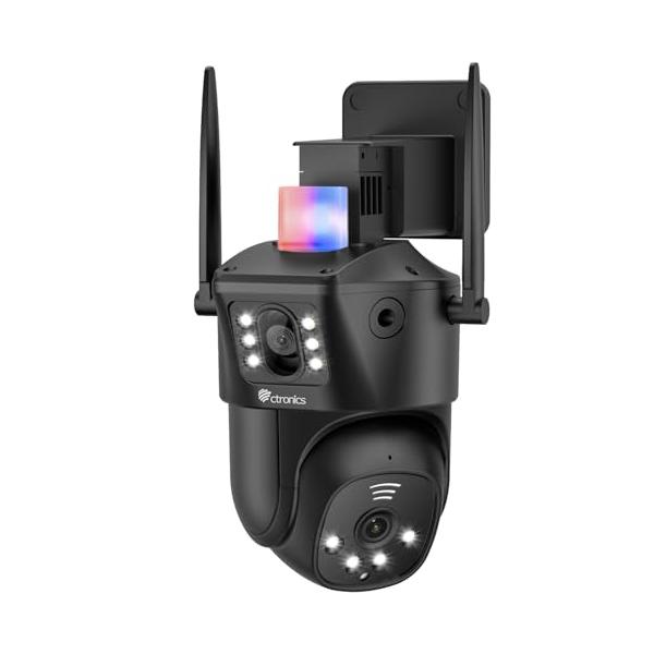 【二台カメラのコンビ】Ctronics 防犯カメラ 屋外 5GWiFi対応 夜間カラー AI人体検知 自動追尾 PC対応 24時間録画【ブラック】