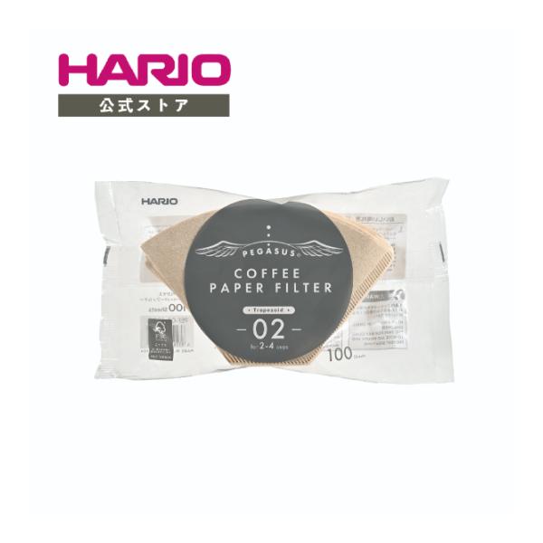 HARIO ペガサスコーヒーペーパーフィルターM 100枚 台形型 未晒し みさらし パルプ色 茶色 未漂白 ハンドドリップ ハリオ 公式