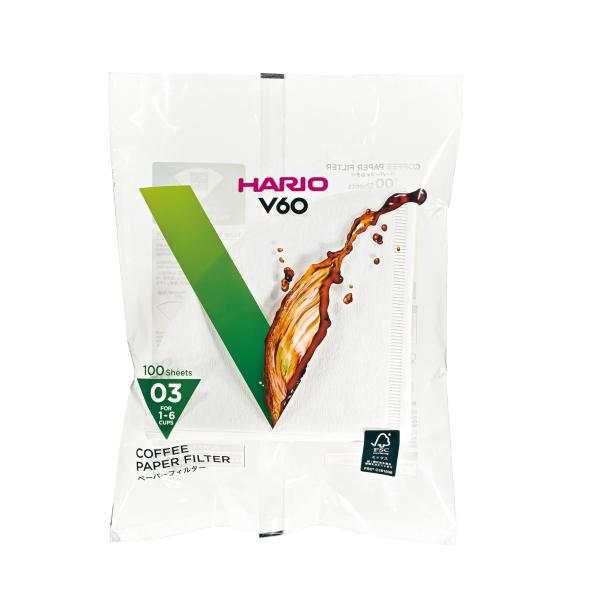 ハリオ  HARIO V60ペーパーフィルター03 100枚 VCF-03-100W 円すい形 03サイズ ハンドドリップ 円錐