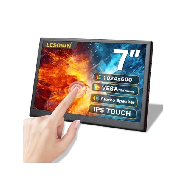LESOWN 7インチ Touch IPS ポータブルモニター デュアルスピーカー付き