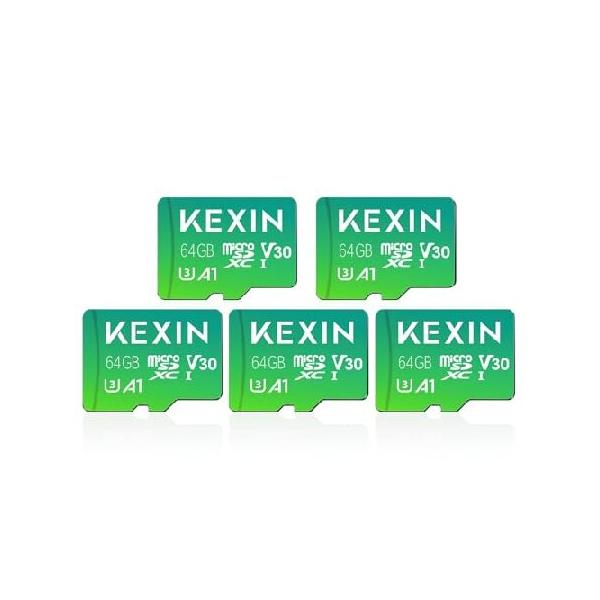 KEXIN マイクロSDカード 64GB 5パック microSDXCメモリーカード クラス10 マイクロSDカード 高速 最大90MB/秒 C10 U3 V30 A1_並行輸入