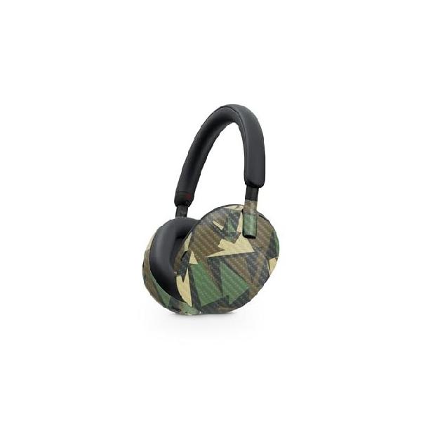 MightySkins Carbon Fiber Skin Compatible with Sony WH-1000XM5 Headphones - Polygonal Camo | Protective, Durable Textured Carbon Fiber Finish _並行輸入