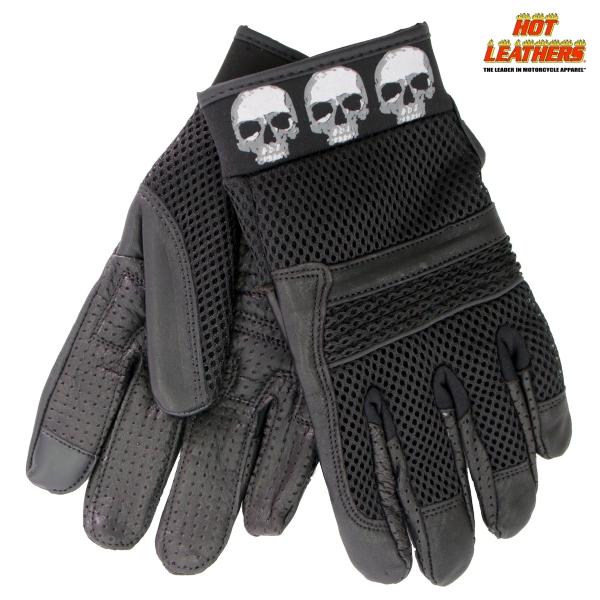 oCN bV U[ O[u Row Of Skulls Leather Mesh Glove X}zΉ ttBK[  xNe[vE Hotleathers zbgU[ oCJ[