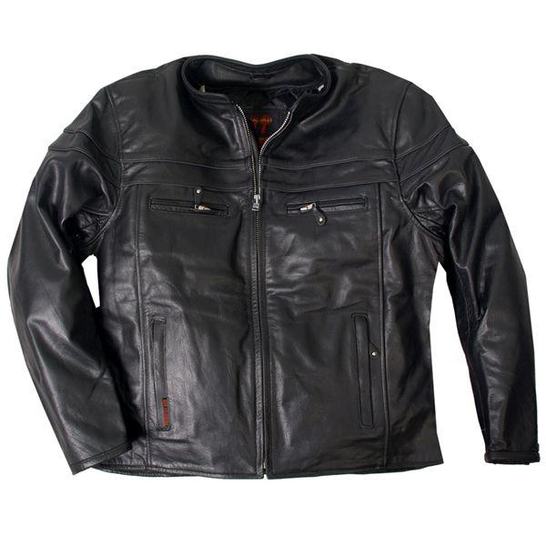 Men's Leather Jacket with Double Piping