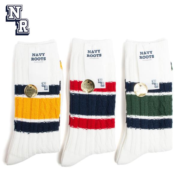NAVY ROOTS ネイビールーツ CABLE BORDER ケーブルボーダーソックス 日本製 NR-SC23-02-3