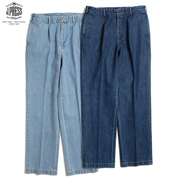 【セール30%OFF】 J.PRESS ORIGINALS ジェイプレス × SHIOTA DENIM PIPED STEM 1TUCK シオタ パイプドステム デニムパンツ 日本製