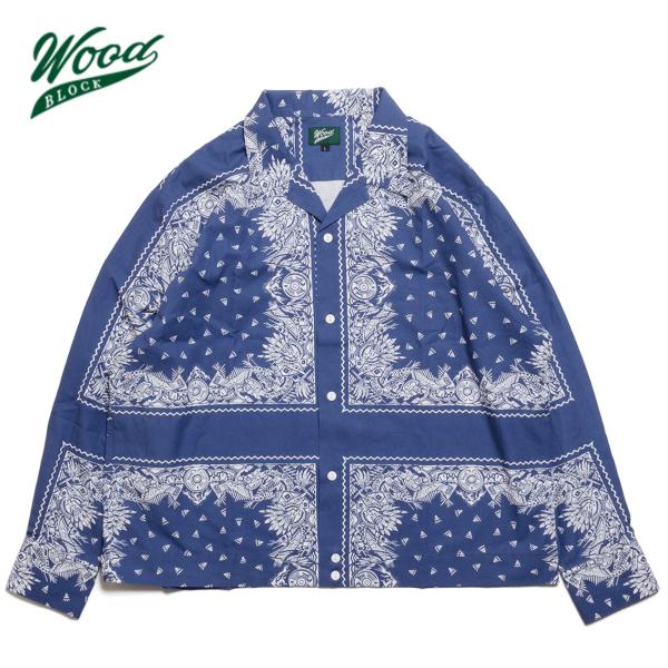 WOODBLOCK ウッドブロック L/S OPEN COLLAR BANDANA SHIRT