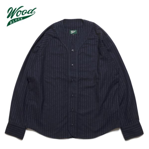 WOODBLOCK ウッドブロック WOOL STRIPE BASEBALL SHIRT ベースボール