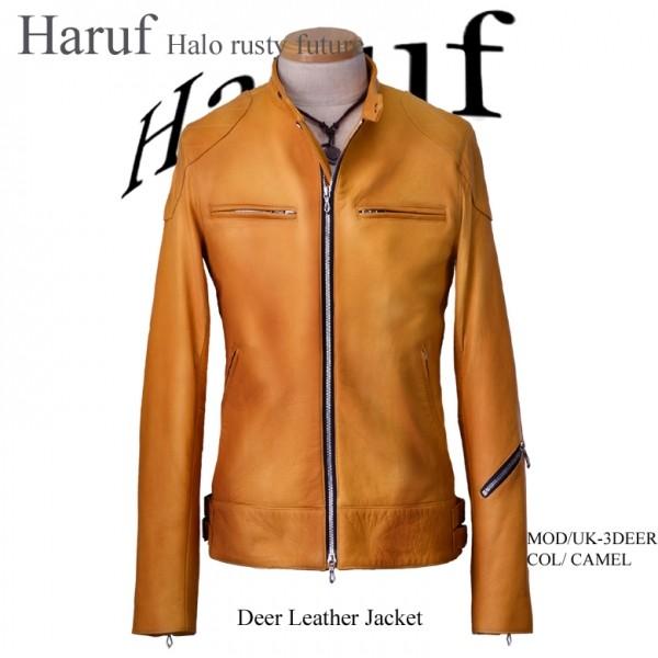 ライダースジャケット メンズ 本革 スタンドカラー レザージャケット 革ジャン シングル シンプル 鹿革 高級 スリム バイク 人気 キャメル Uk3deercam Haruf Leather 通販 Yahoo ショッピング