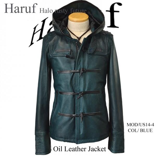 Haruf レザージャケット ダッフルコート ショート丈 メンズ 本革 Haruf レザージャケット ダッフルコート ショート丈 メンズ 本革