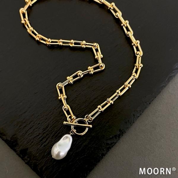 ネックレス チェーン レディース ラリエット パール アンカーチェーン