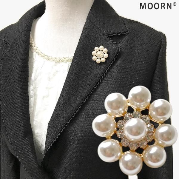 本パールとストーンのブローチ ブローチ レディース パール ラインストーン ゴールド シンプル 結婚式