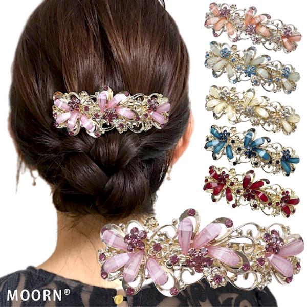 MOORN（モーン） バレッタ 大きめ 花 結婚式 ヘアクリップ 大人