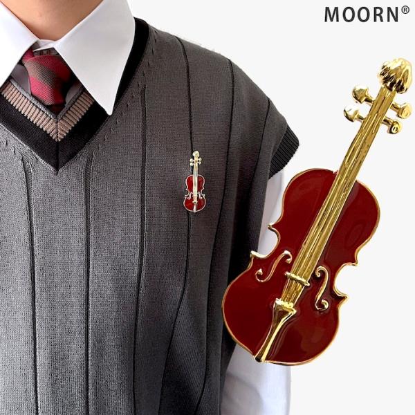 MOORN（モーン） ブローチ 楽器 音楽 バイオリン ピンブローチ メンズ