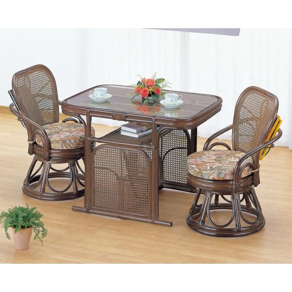 スシ　ラタンチェアとテーブル 今枝商店 ラタン 籐 ダイニング3点セット 回転イス Z802