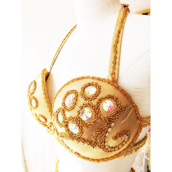 ベリーダンス衣装セット　グリーン　ゴールド　本番エジプト購入 ベリーダンス エジプト製 衣装 セット ブルー グリーン