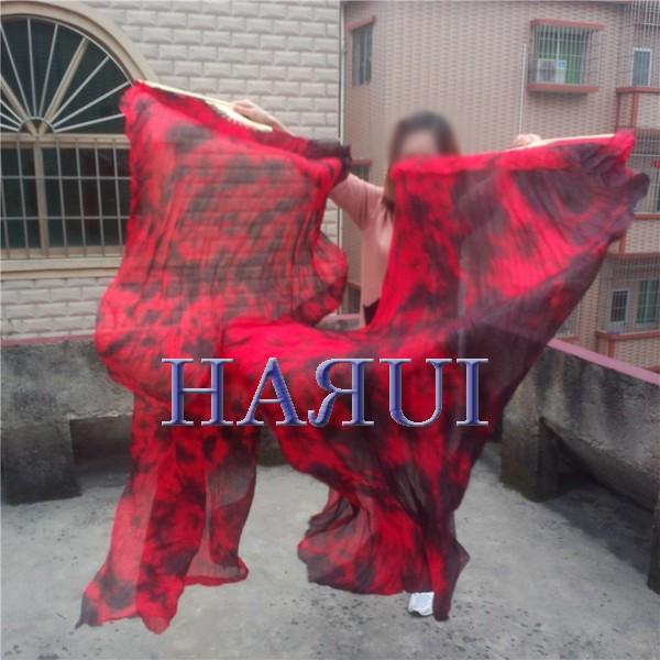ベリーダンス ファンベール タイダイ シルク 絞り染め ペア 赤 黒