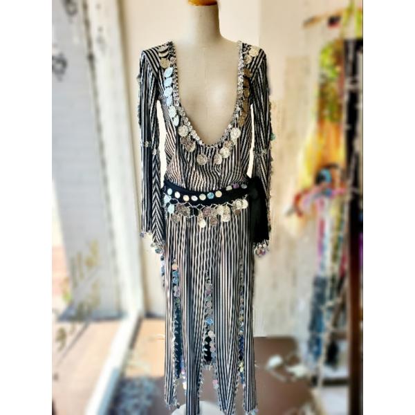 ベリーダンス エジプト製 サイディ バラディ 衣装 ドレス シルバー