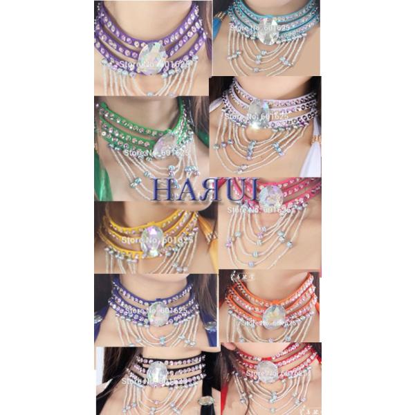 RADA/ラダ、カラフルコスチュームネックレス、ラインストーン、チョーカー ベリーダンス ストーン付き チョーカー ネックレス アクセサリー