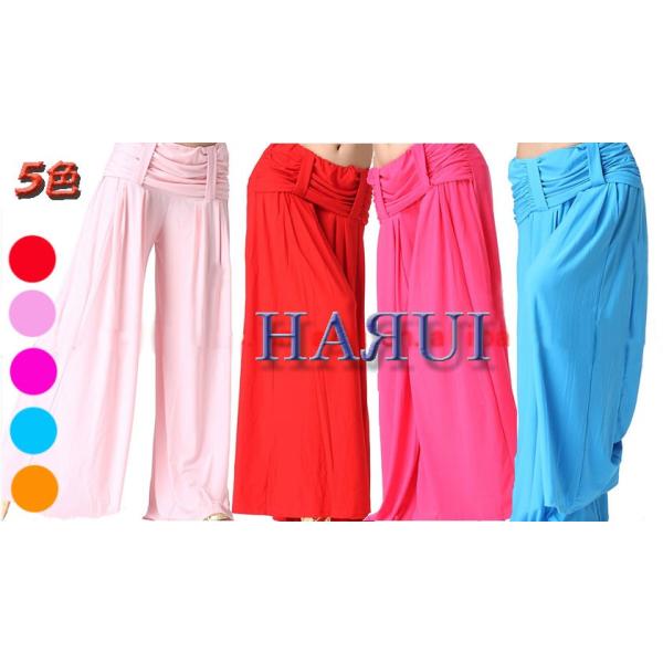 ◆商品番号：wyp0007b◆サイズ：F（フリーサイズ）・腰回り：約60cm〜100cm/ 丈：約99cm◆透け感：無し◆伸縮性：有 全体的にゆったりとしたデザインのワイドパンツです。ヒップスカーフが無くてもＯＫ！収縮性がありますので、動き...