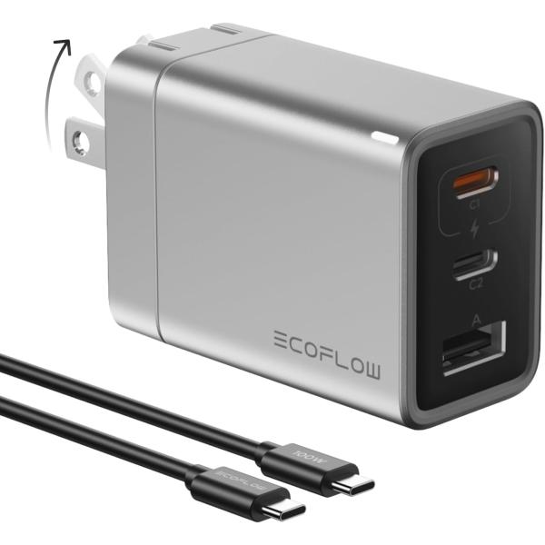 EcoFlow Rapid 充電器 65W 急速充電器 ケーブル付 GaN : はるかぜ商店