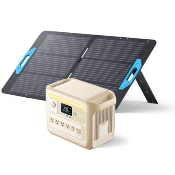 Anker Solix C1000 Portable Power Station ベージュ+PS100 Portable Solar Panel ポータブル電源&ソーラーパネルセット