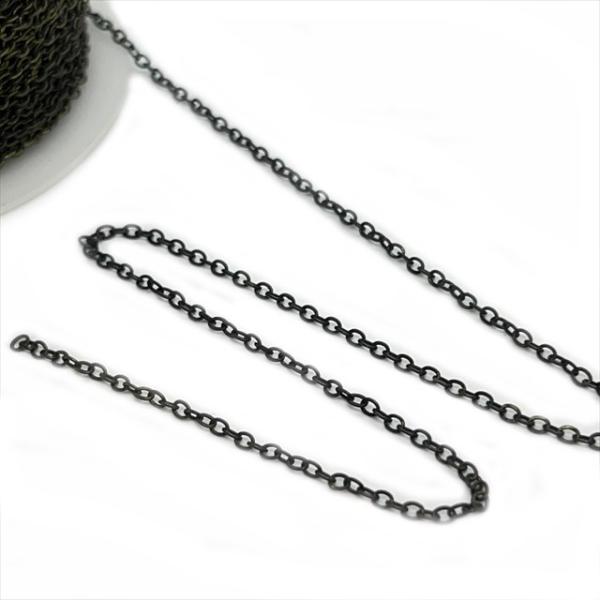 あずき チェーン アンティーク 1m 切り売り aa02 アズキチェーン 小豆チェーン 平あずき 小判 金古美 細め アクセサリー パーツ ハンドメイド 鎖