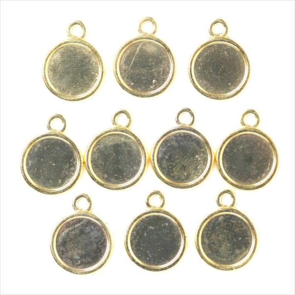 サービス品 ミール皿 10枚セット 丸皿 小さめ g31 ゴールド 金 カンあり カン付き 丸 レジン アクセサリー パーツ 型枠 セッティング 台座 ハンドメイド 素材