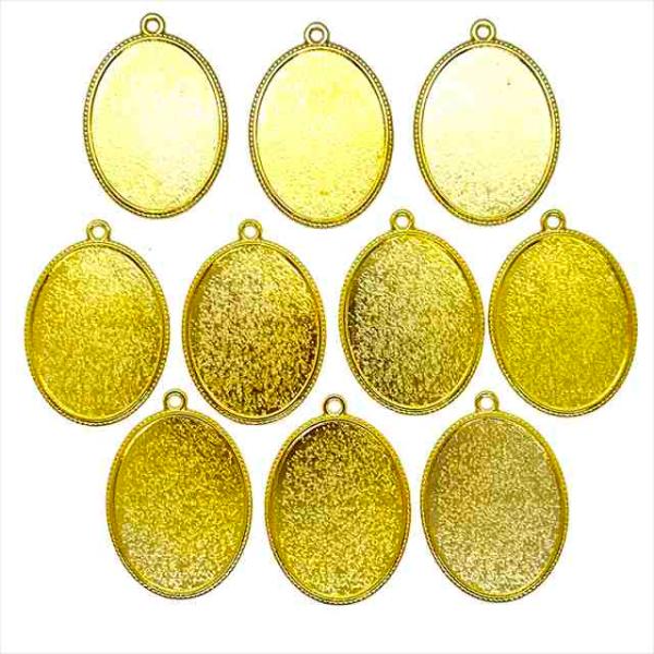 ミール皿 楕円 大きめ 10枚セット ゴールド g49 オーバル カン有り カン付き レジン 型枠 モールド チャーム セッティング 台座 キット ハンドメイド パーツ