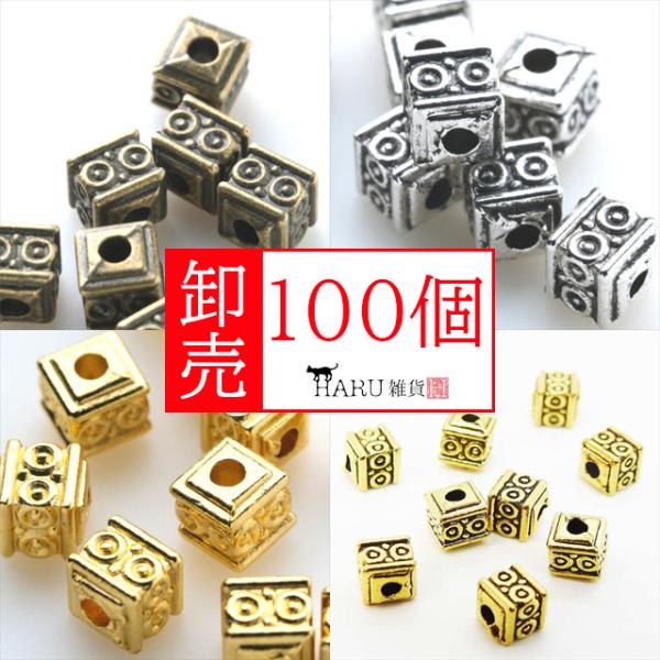 卸売り 100個セット j サイコロ 小 四角 ロンデル スペーサー 金属