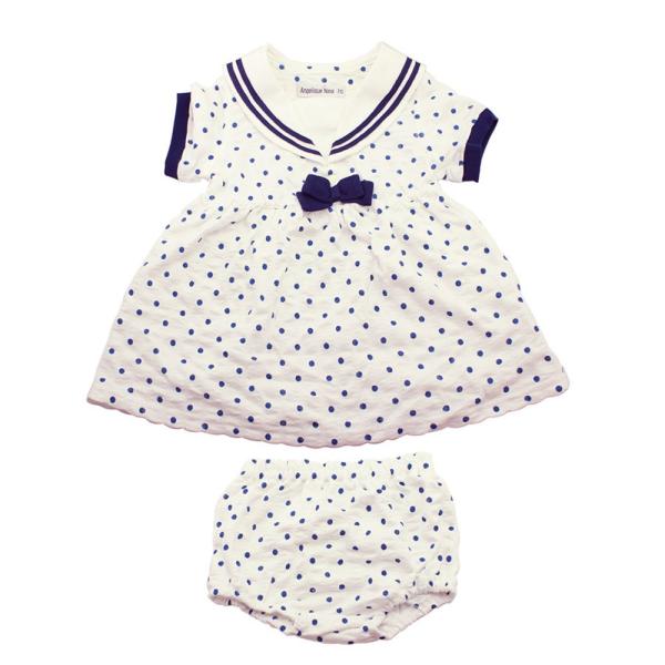 さわやかで可愛いセーラーワンピース おそろいのブルマもセットで1枚でコーディネートが完成♪夏ワンピース 女の子 セーラーワンピ 半袖 セーラー服 天竺 通園 プチプラ 女児