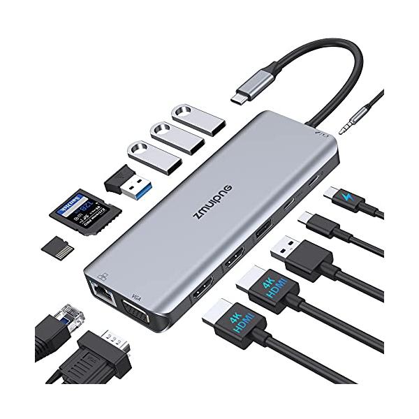 USB C ドッキングステーション デュアルモニター HDMI Dell HP ノートパソコン ドッ...