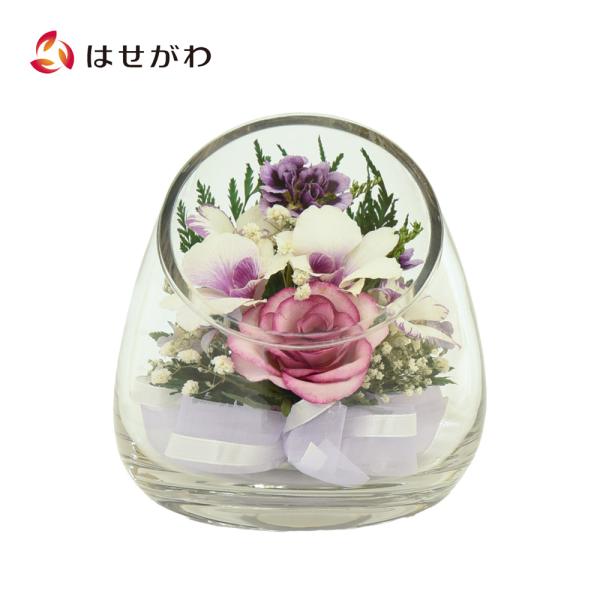 お仏壇のはせがわ ドライフラワー 造花 ガラス ボトル 花 蘭 バラ お盆
