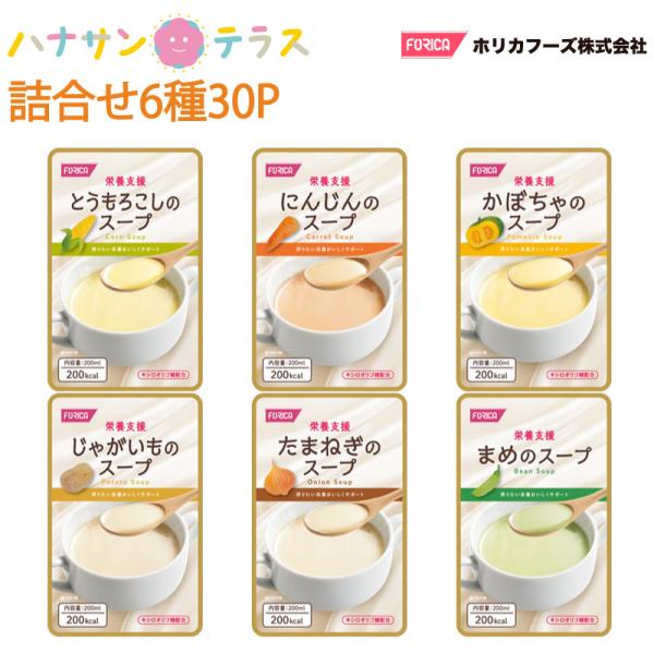 介護食 流動食 スープ 栄養支援スープ 詰合せ 6種類×各5個入 ホリカフーズ 介護食品 レトルト とろみ やわらか食 嚥下 治療食 咀嚼 嚥下困難食 汁物