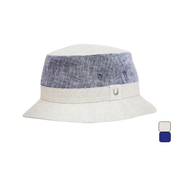 紳士帽子 DAKS リネン ツートン ベージュ ネイビー バケットハット 平天 サハリハット SからLL 麻100% 小さい 大きいサイズ  春夏 日本製 D1822