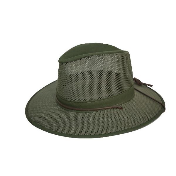 HENSCHEL UPF50+ Made In U.S.A メッシュ メンズハット あご紐付き アドベンチャーハット 春夏 グリーン HE5310