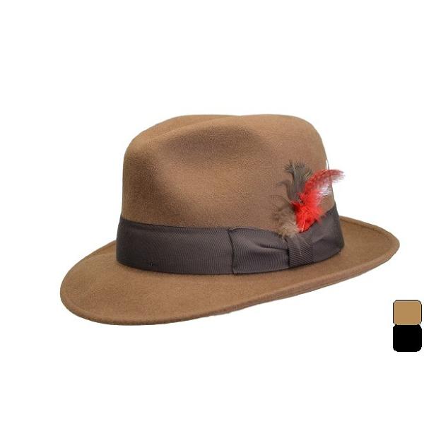 STETSON（ステットソン） ウールフェルト メンズハット 羽根飾り 57cm