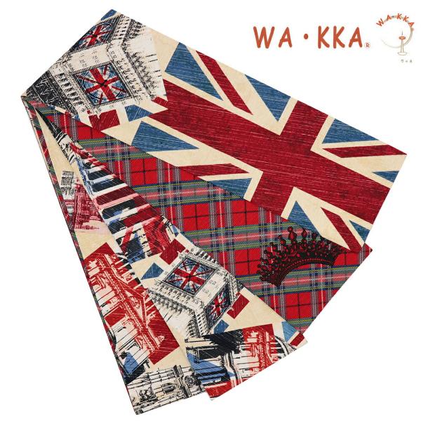 半幅帯 WA・KKA WAKKA ワッカ 「LONDON」 リバーシブル 正絹 赤