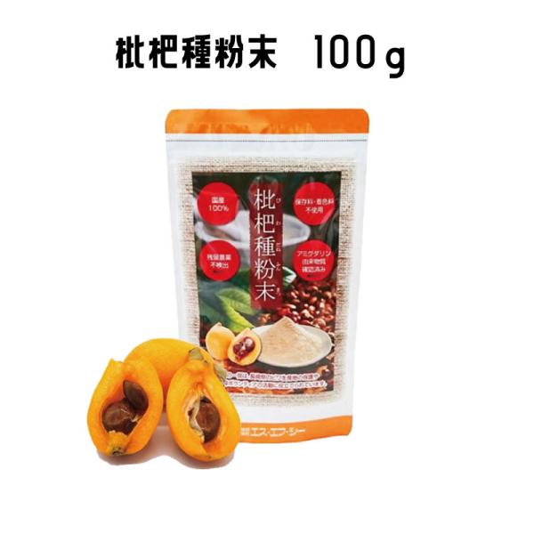 枇杷種粉末 100g×1個  国内産原料100%使用 エスエフシー 正規品 枇杷 粉末 アミグダリン びわ ビワ