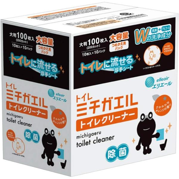 他サイト： エリエール ミチガエル トイレクリーナー つめかえ用 100枚(10枚×10パック) オレンジの香り つめかえの商品画像