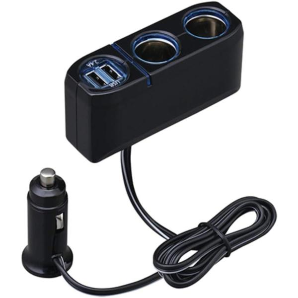 他サイト： セイワ(SEIWA) 車内用品 シガーソケット増設分配器 シガーソケット 2連+2USB F277 コードタイプ 最大72W/USB2.4A コード1mの商品画像