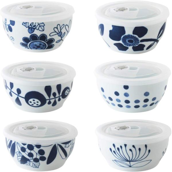 CtoC JAPAN Select 一人暮らし 食器 小鉢 ふた付き 絵変わり 6柄組 マルチ 直径 13cm xH 6.2cm 400cc 日本製
