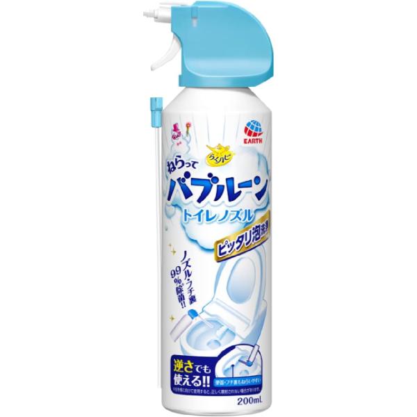 らくハピ ねらってバブルーン トイレノズル トイレの洗浄剤 [200ml] トイレ掃除 泡 大掃除 (アース製薬) 単品(トイレボウル用本体)