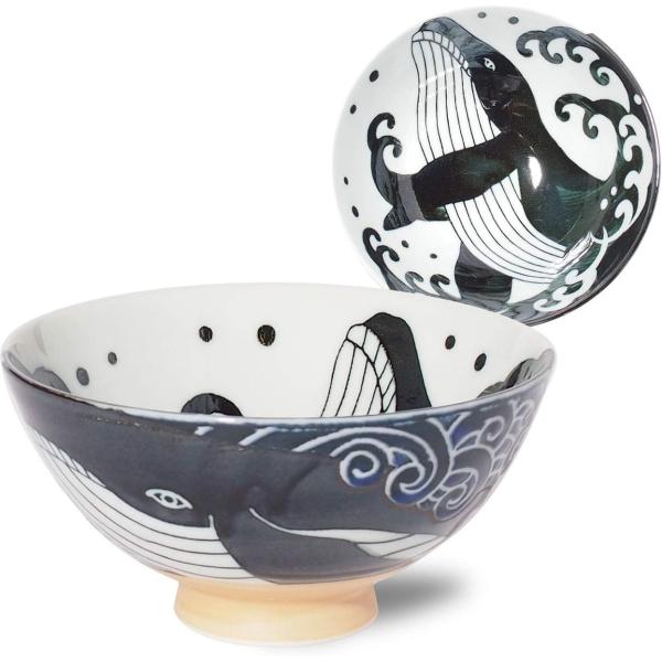 みのる陶器(Minorutouki) 飯碗 白波くじら 直径12.5cm 茶碗 大 単品
