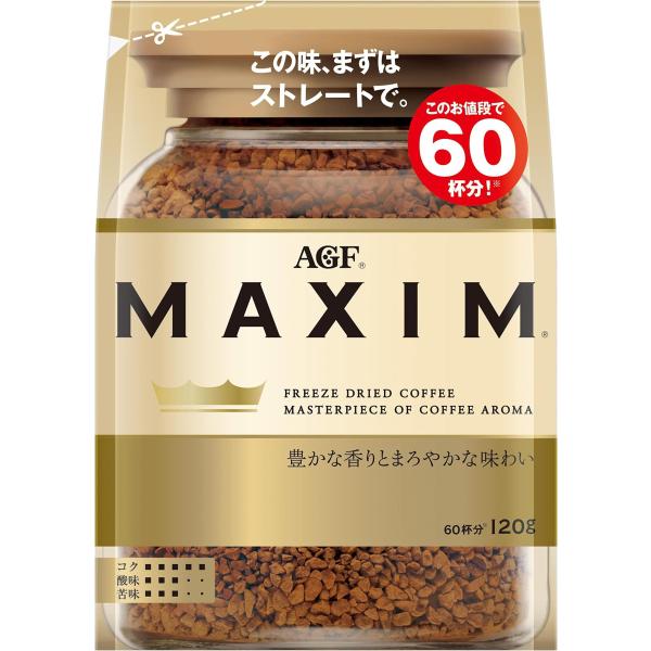 AGF(エージーエフ) マキシム 袋 【 インスタントコーヒー 】 詰め替え エコパック 120g (x 1)
